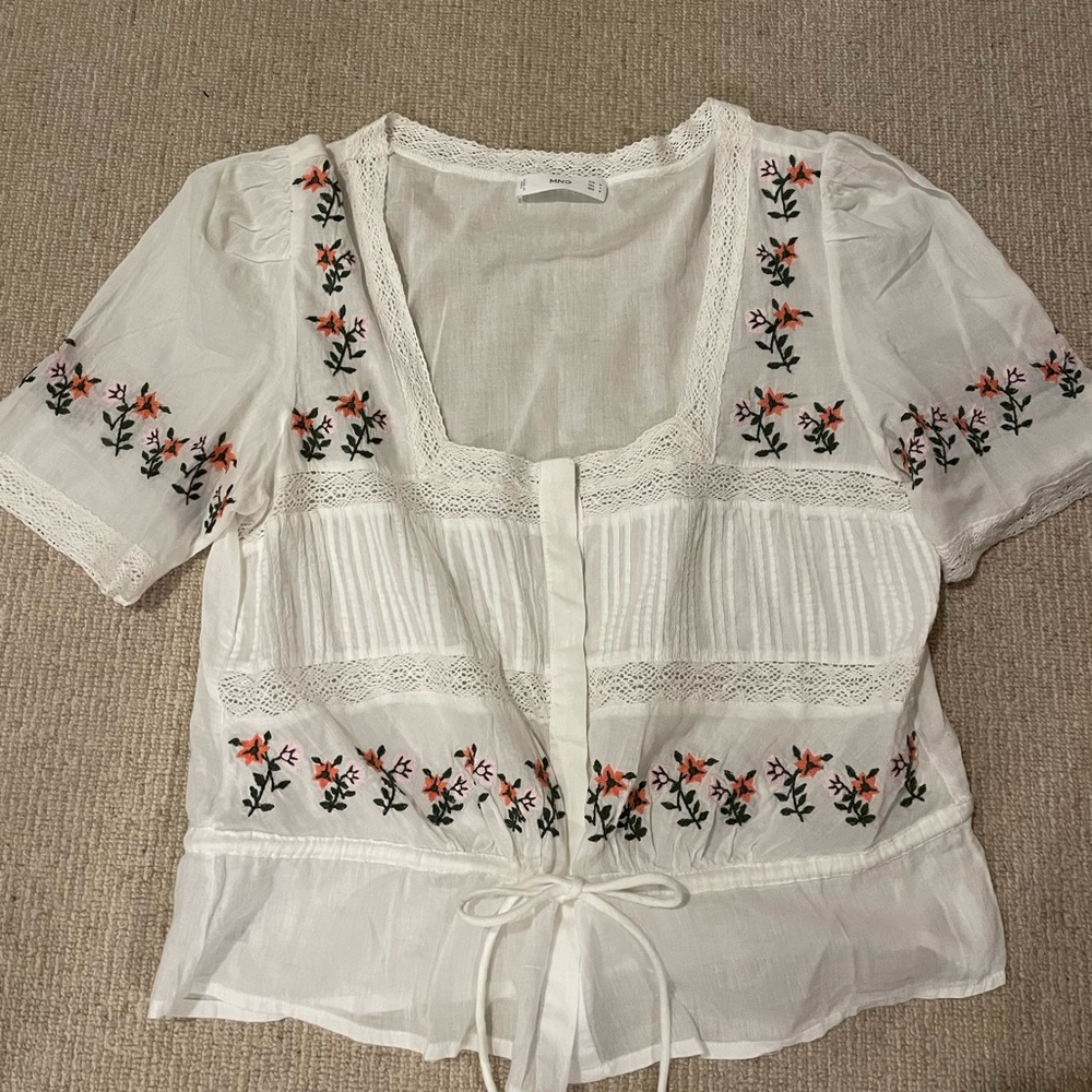 White Mango Peasant Blouse - Size Medium